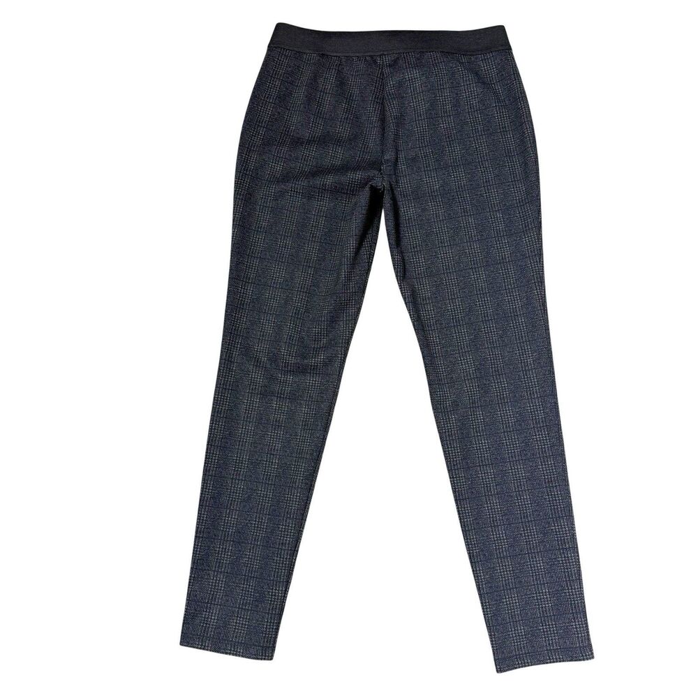 Talbots Pull On Pants Size M Gray Blue Plaid Slim Stretch Career Office